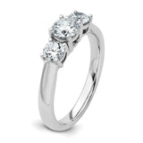 Lab Grown Diamond VS DEF 1 ct Complete 3 Stone Band Charm Pendant in Real 14k White Gold