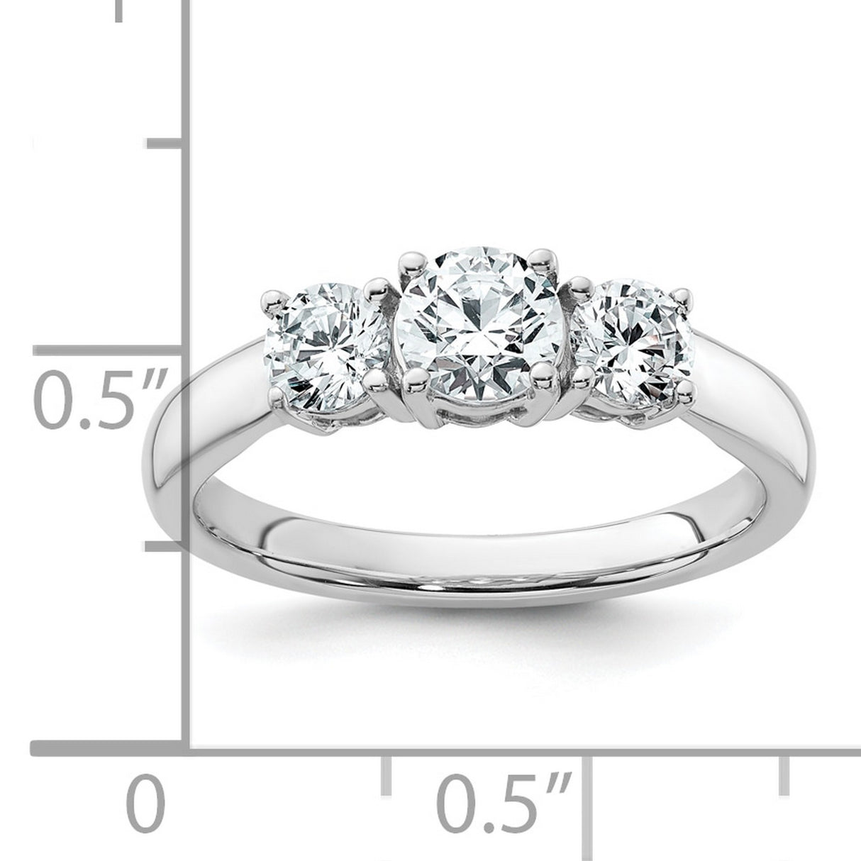 Lab Grown Diamond VS DEF 1 ct Complete 3 Stone Band Charm Pendant in Real 14k White Gold