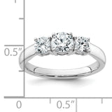 Lab Grown Diamond VS DEF 1 ct Complete 3 Stone Band Charm Pendant in Real 14k White Gold