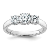 Lab Grown Diamond VS DEF 1 ct Complete 3 Stone Band Charm Pendant in Real 14k White Gold