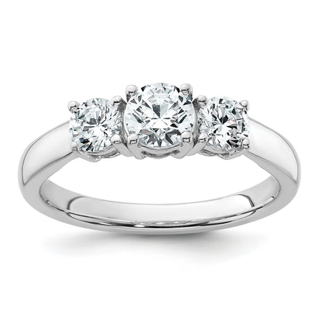 Lab Grown Diamond VS DEF 1 ct Complete 3 Stone Band Charm Pendant in Real 14k White Gold