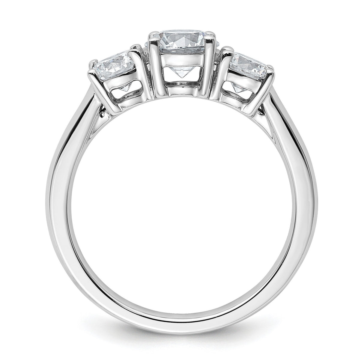 Lab Grown Diamond VS DEF 1 1/2 ct 3 Stone Band Charm Pendant in Real 14k White Gold