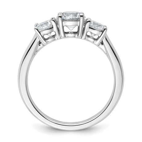 Lab Grown Diamond VS DEF 1 1/2 ct 3 Stone Band Charm Pendant in Real 14k White Gold