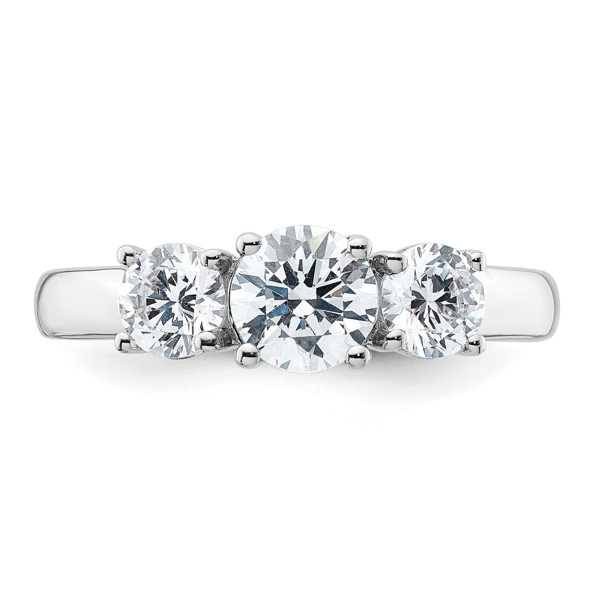 Lab Grown Diamond VS DEF 1 1/2 ct 3 Stone Band Charm Pendant in Real 14k White Gold