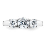Lab Grown Diamond VS DEF 1 1/2 ct 3 Stone Band Charm Pendant in Real 14k White Gold