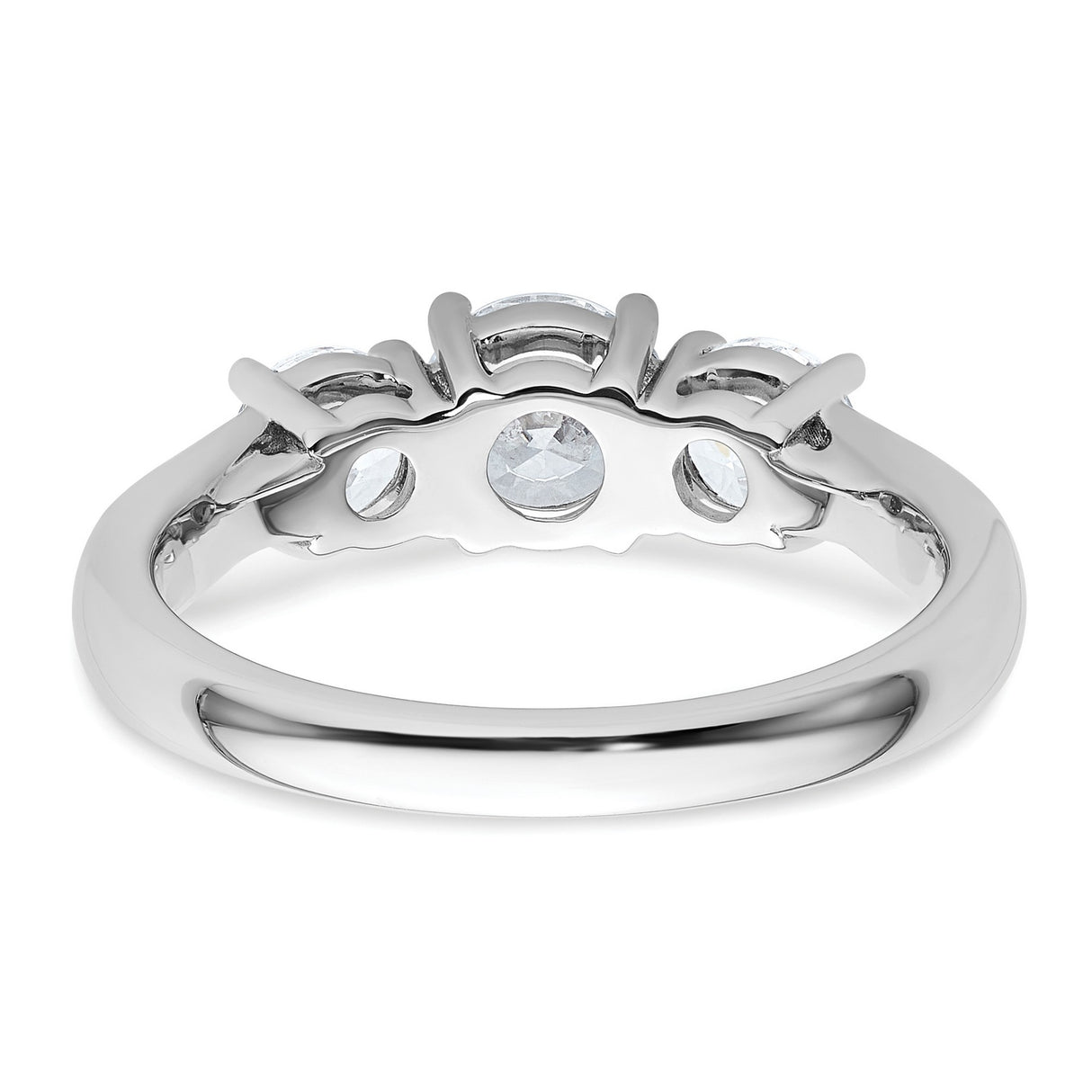 Lab Grown Diamond VS DEF 1 1/2 ct 3 Stone Band Charm Pendant in Real 14k White Gold
