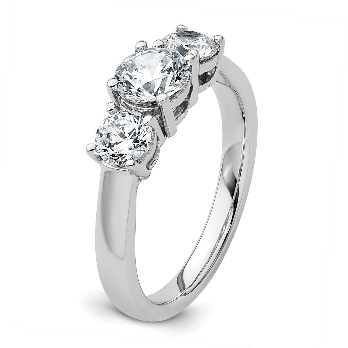 Lab Grown Diamond VS DEF 1 1/2 ct 3 Stone Band Charm Pendant in Real 14k White Gold