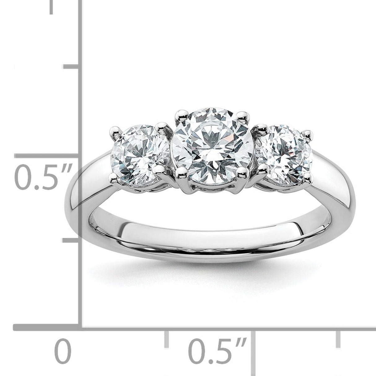 Lab Grown Diamond VS DEF 1 1/2 ct 3 Stone Band Charm Pendant in Real 14k White Gold