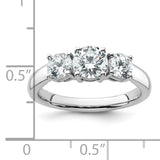 Lab Grown Diamond VS DEF 1 1/2 ct 3 Stone Band Charm Pendant in Real 14k White Gold