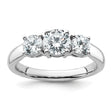 Lab Grown Diamond VS DEF 1 1/2 ct 3 Stone Band Charm Pendant in Real 14k White Gold
