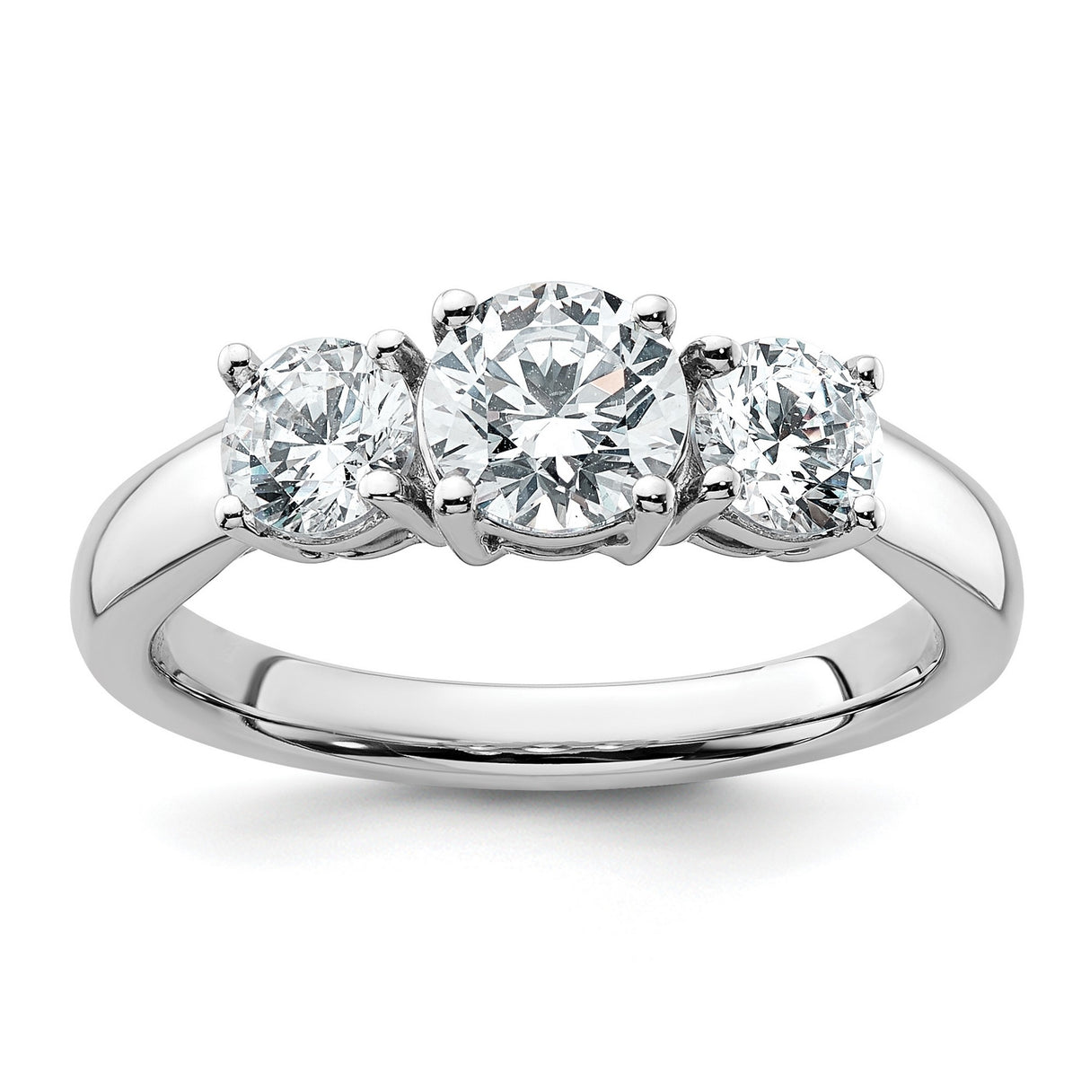 Lab Grown Diamond VS DEF 1 1/2 ct 3 Stone Band Charm Pendant in Real 14k White Gold