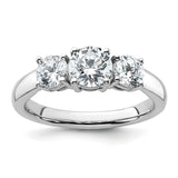 Lab Grown Diamond VS DEF 1 1/2 ct 3 Stone Band Charm Pendant in Real 14k White Gold