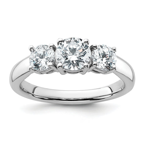 Lab Grown Diamond VS DEF 1 1/2 ct 3 Stone Band Charm Pendant in Real 14k White Gold