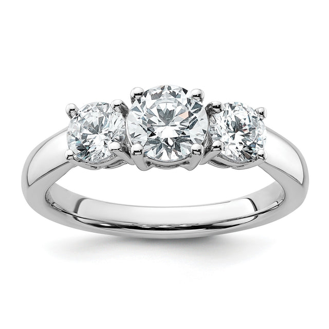 Lab Grown Diamond VS DEF 1 1/2 ct 3 Stone Band Charm Pendant in Real 14k White Gold