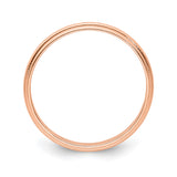 14k Rose Gold Milgrain, Lightweight wedding band ring alternate angle