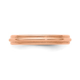 14k Rose Gold Milgrain, Lightweight wedding band ring detail view