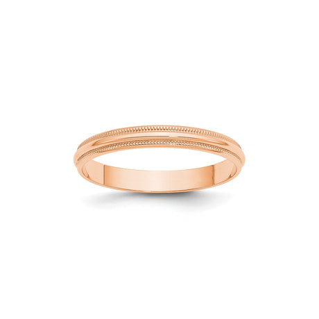 14k Rose Gold Milgrain, Lightweight wedding band ring