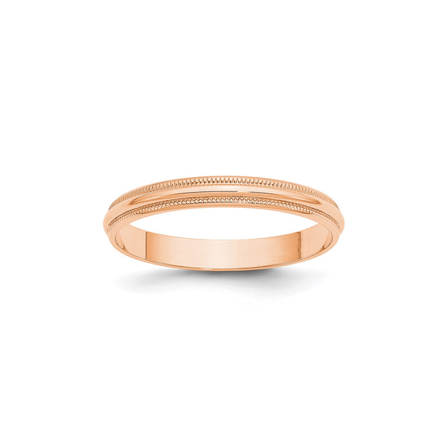 14k Rose Gold Milgrain, Lightweight wedding band ring