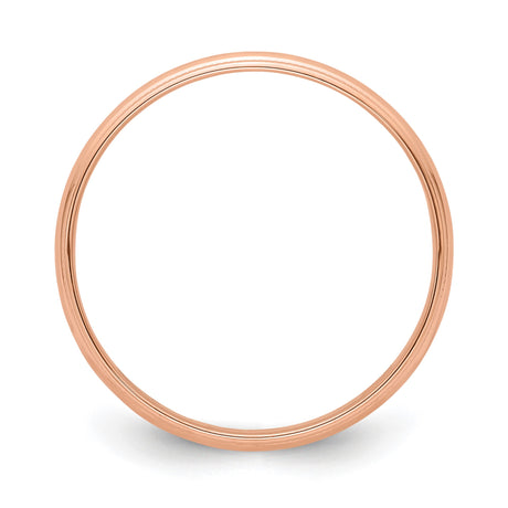 14k Rose Gold Milgrain, Lightweight wedding band ring alternate angle