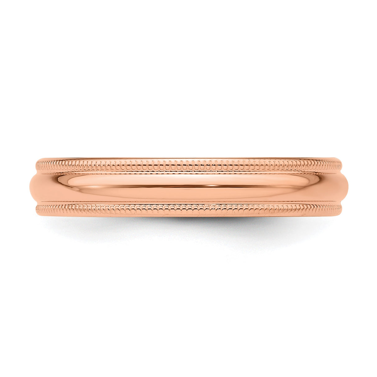 14k Rose Gold Milgrain, Lightweight wedding band ring detail view