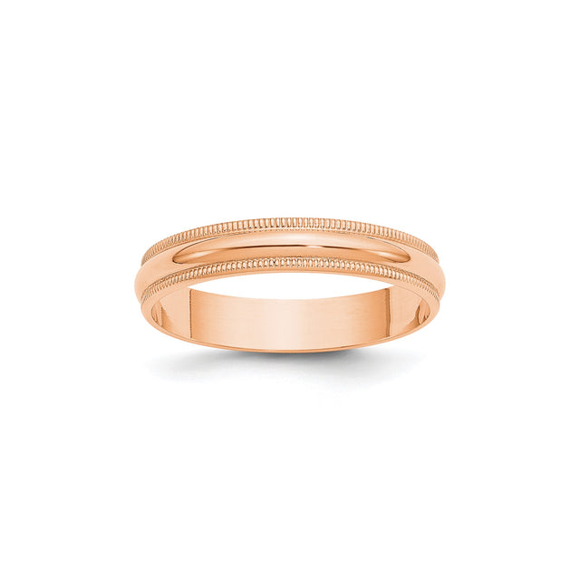14k Rose Gold Milgrain, Lightweight wedding band ring