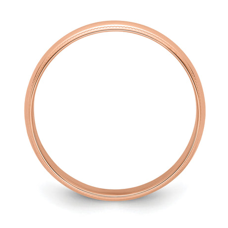 14k Rose Gold Milgrain, Lightweight wedding band ring alternate angle