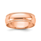 14k Rose Gold Milgrain, Lightweight wedding band ring