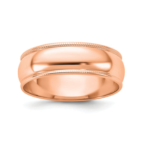 14k Rose Gold Milgrain, Lightweight wedding band ring