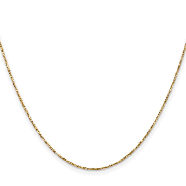 14K Yellow Gold 0.7 mm Polished Chain Necklace, Solid