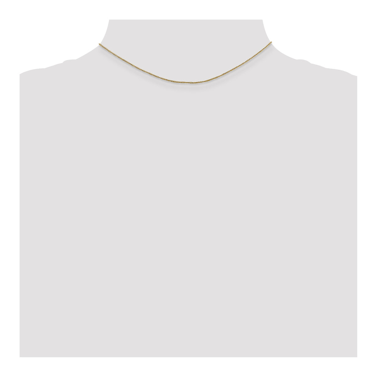 14K Yellow Gold 0.7 mm Polished Chain Necklace, Solid detail view