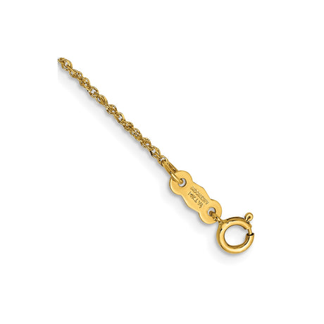 14K Yellow Gold 1.1 mm Polished Chain Bracelet, Solid