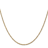 14K Yellow Gold 1.7 mm Polished Chain Necklace, Solid