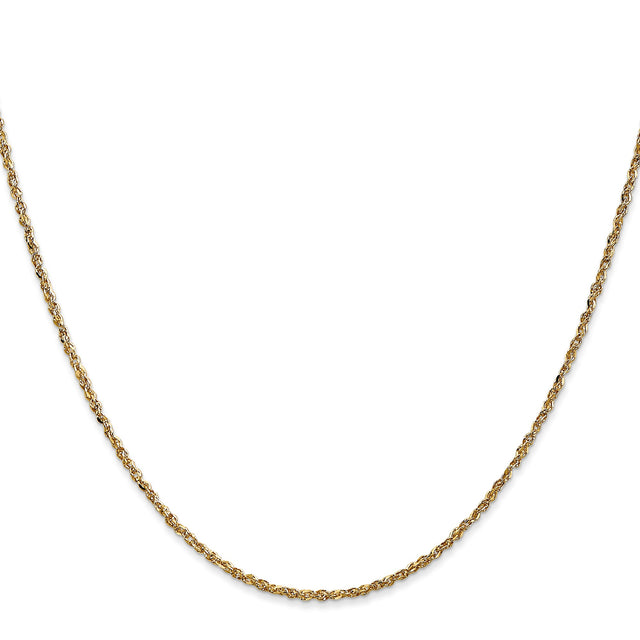 14K Yellow Gold 1.7 mm Polished Chain Necklace, Solid