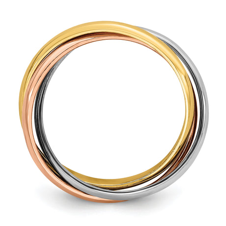 14k Tri-Color Gold wedding band ring alternate angle