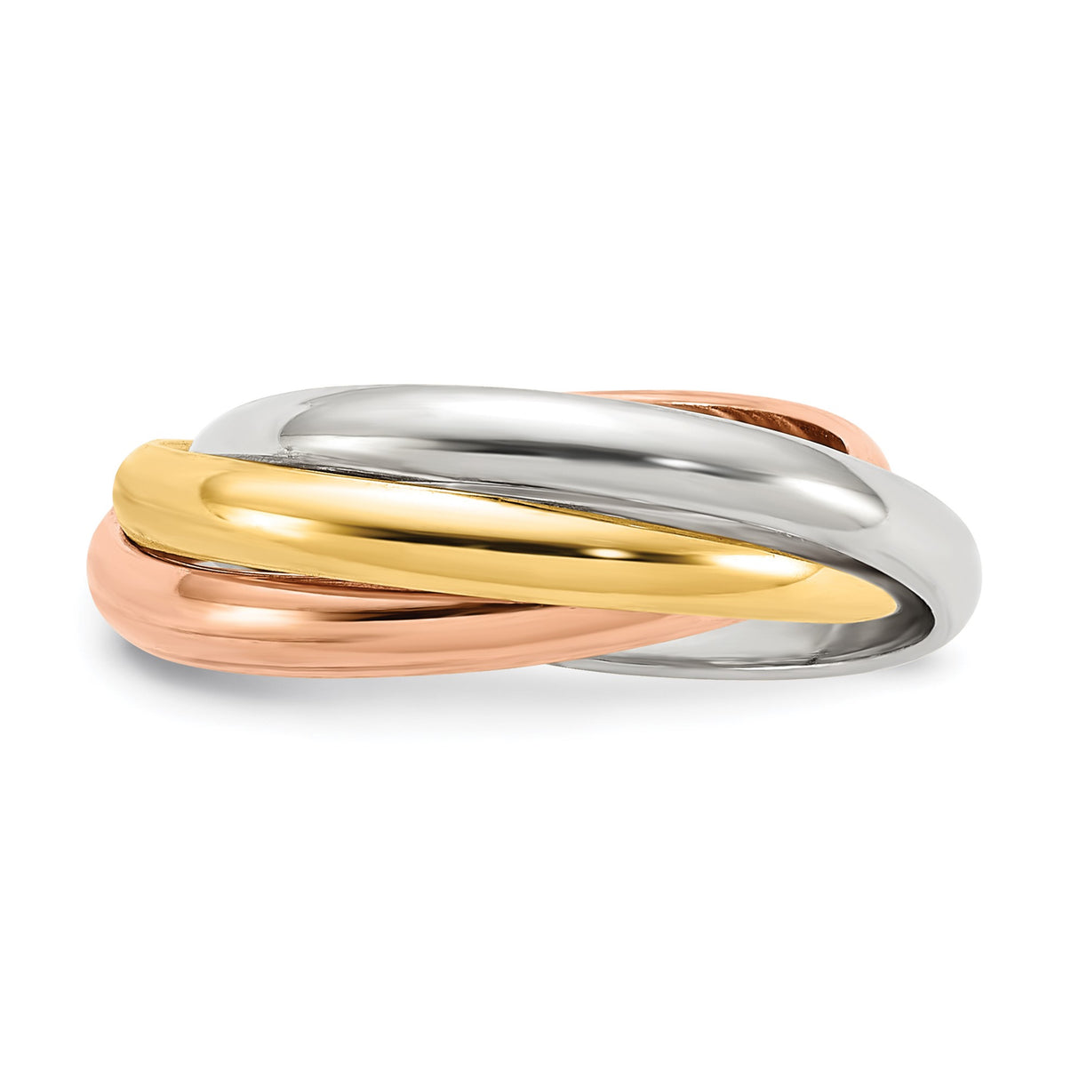 14k Tri-Color Gold wedding band ring detail view