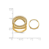 13 mm 14k Yellow Gold coin bezel for 13 mm Coin — size reference (ruler)