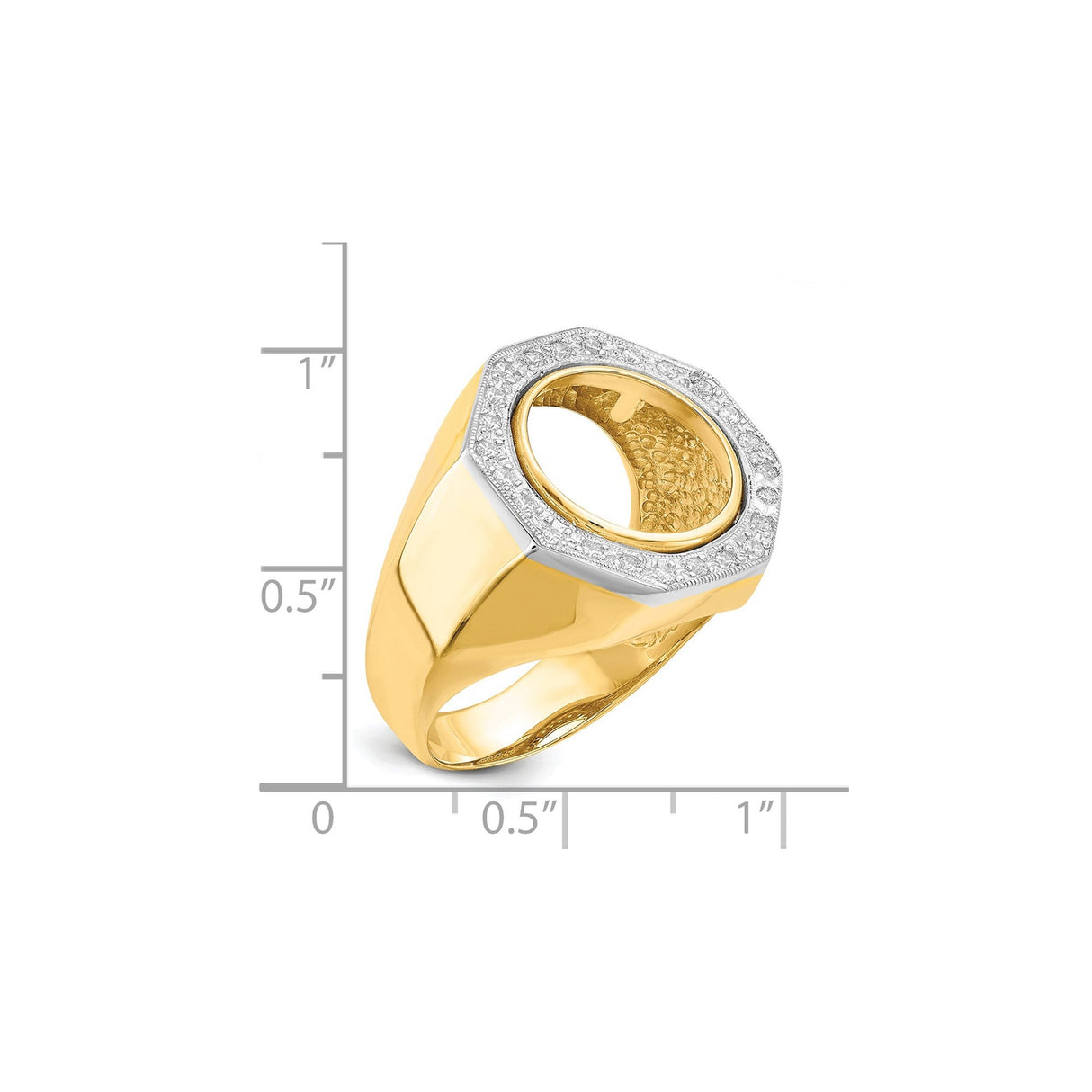 13 mm 14k Multi-Tone Gold coin bezel for 13 mm Coin — size reference (ruler)