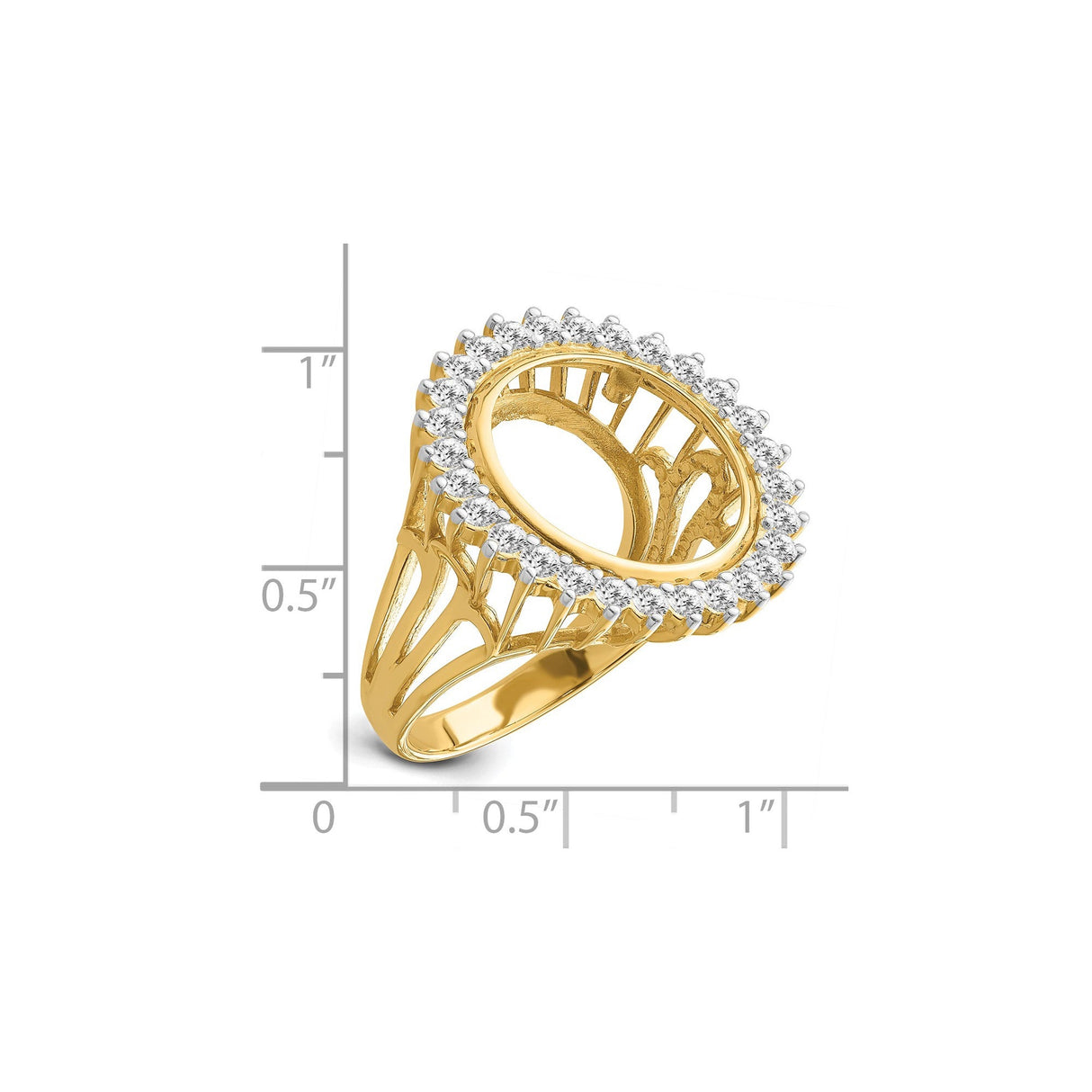 15 mm 14k Yellow Gold coin bezel for 15 mm Coin — size reference (ruler)