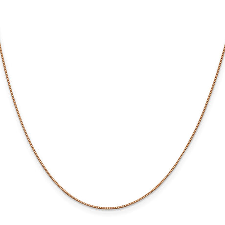 14K Rose Gold 0.7 mm Box Chain Necklace, Polished