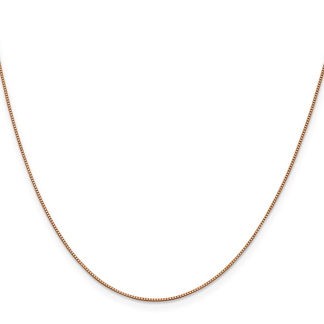 14K Rose Gold 0.7 mm Box Chain Necklace, Polished