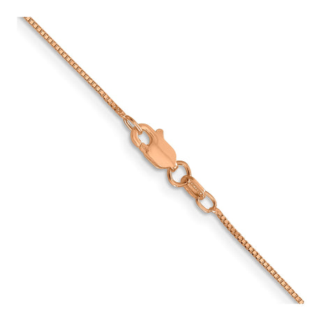 14K Rose Gold 0.7 mm Box Chain Necklace, Polished alternate angle
