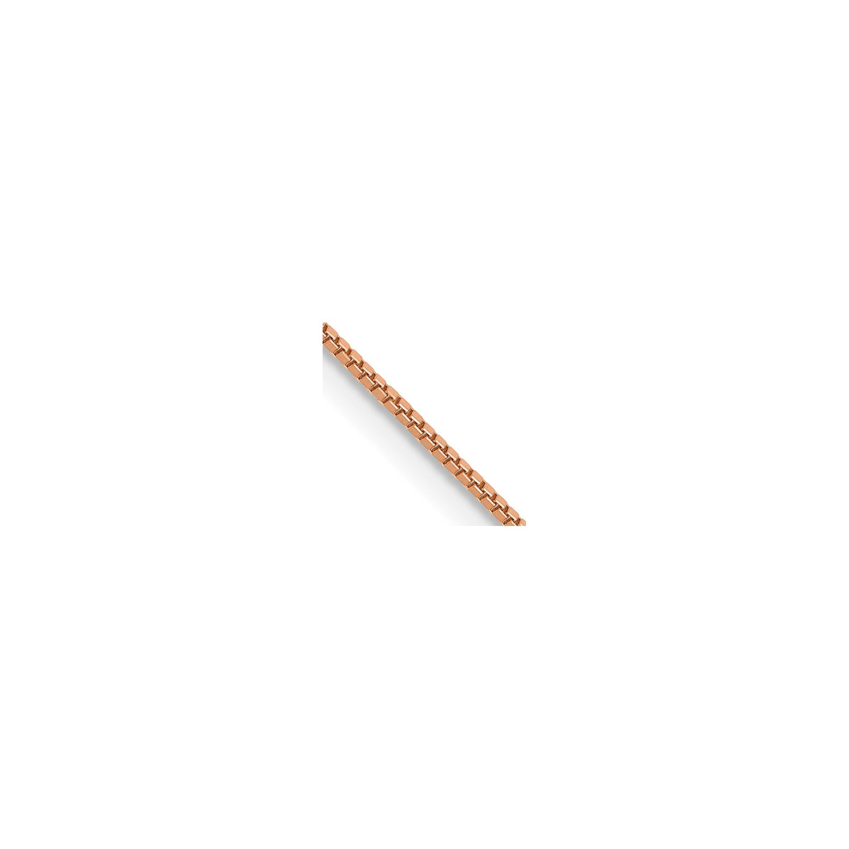 14K Rose Gold 0.7 mm Box Chain Necklace, Polished detail view