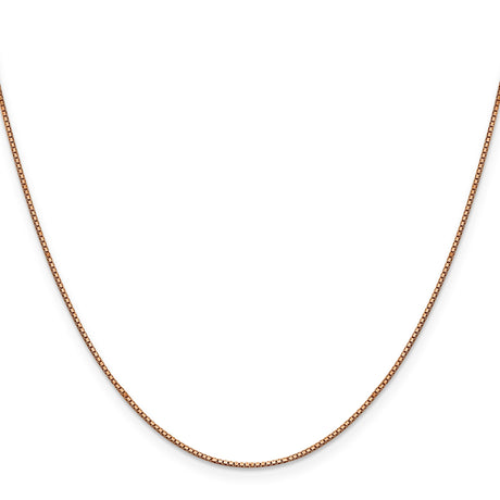 14K Rose Gold 0.9 mm Box Chain Necklace, Polished