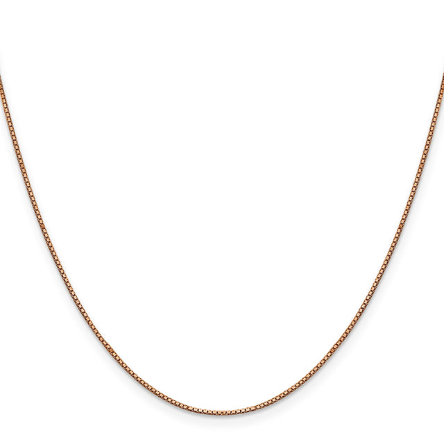14K Rose Gold 0.9 mm Box Chain Necklace, Polished