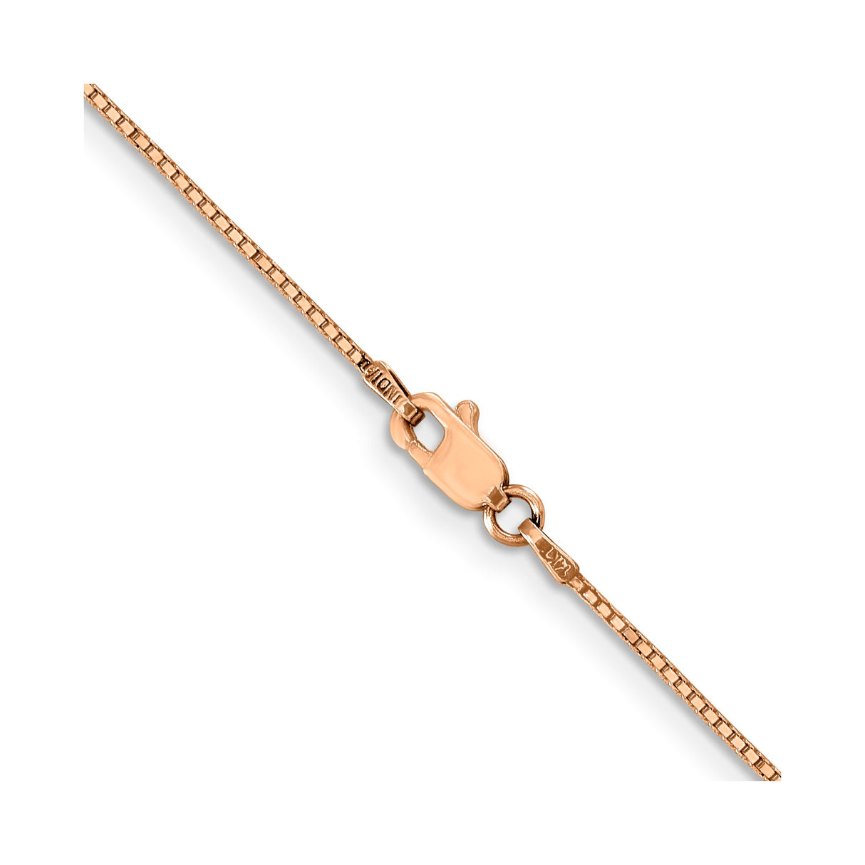 14K Rose Gold 0.9 mm Box Chain Necklace, Polished alternate angle