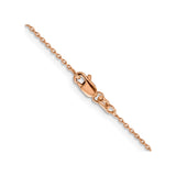 14K Rose Gold 1 mm Polished Chain Necklace, Solid alternate angle