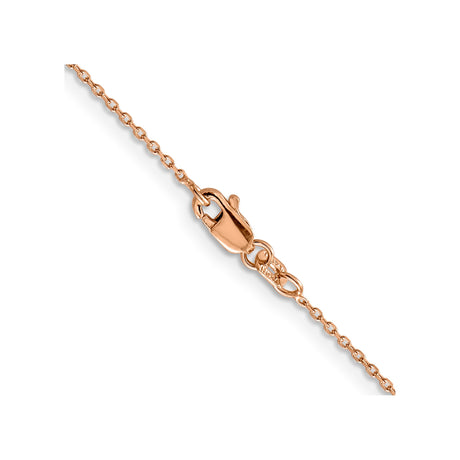 14K Rose Gold 1 mm Polished Chain Necklace, Solid alternate angle
