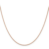 14K Rose Gold 1.4 mm Polished Chain Necklace, Solid