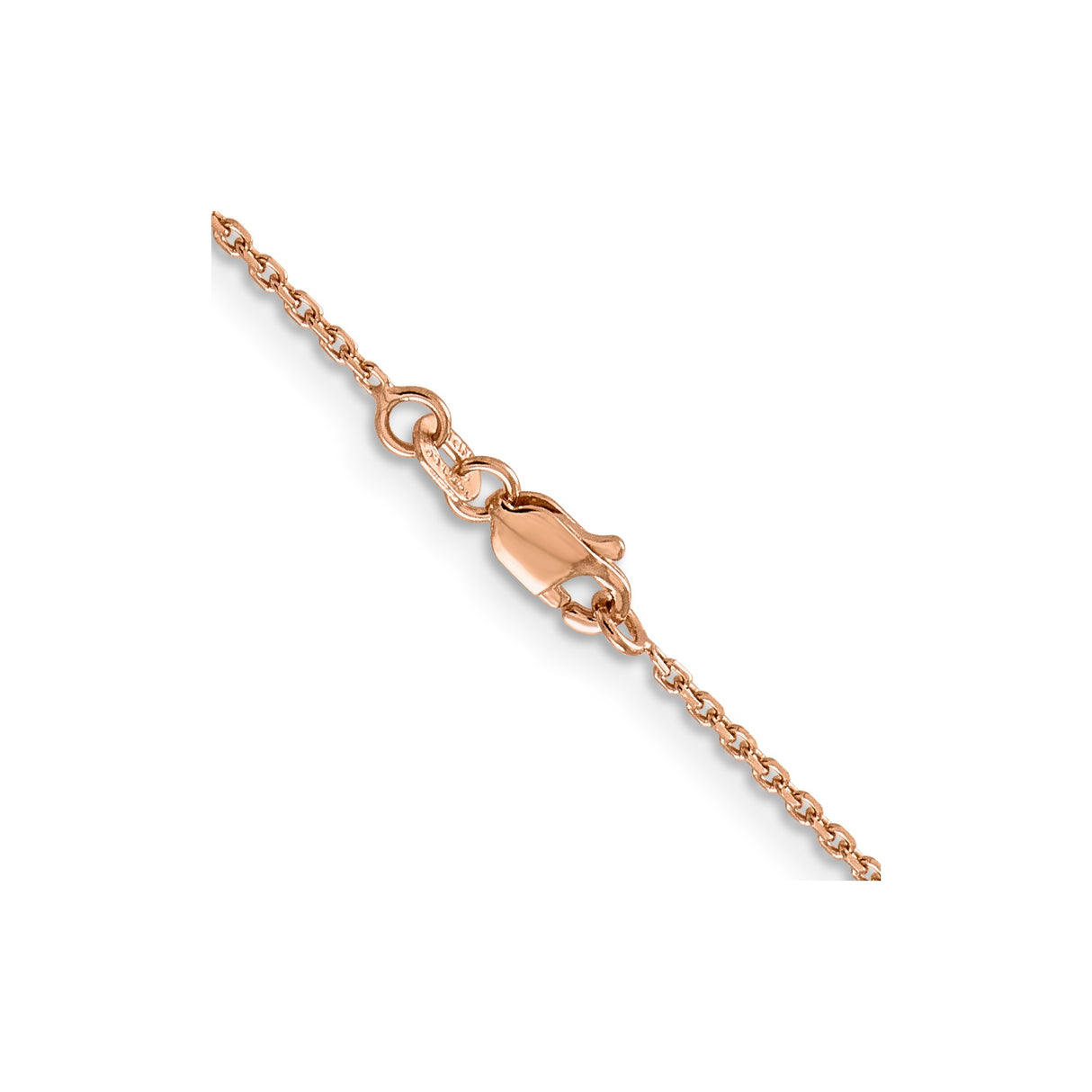 14K Rose Gold 1.4 mm Polished Chain Necklace, Solid alternate angle