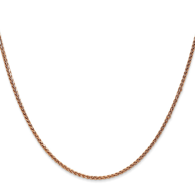 14K Rose Gold 1.7 mm Polished Chain Necklace, Solid
